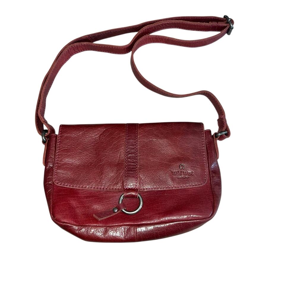 Wild West Los Angeles Oxblood Crossbody Bag Leather Flap Closure Snap western